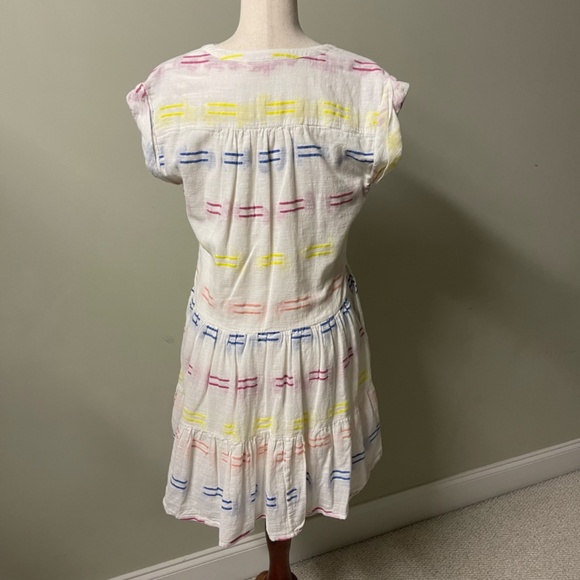 Oliphant White with Colorful Embroidery V-Neck Dress - Size M - Picture 6 of 11